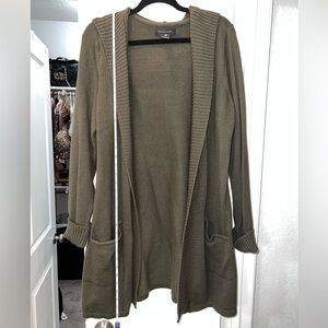 Tahari Hooded Long Sleeve Cardigan